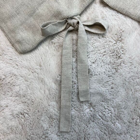 Aritzia Wilfred 100% Merino Wool Emmy Crop Beige Tie Sleeve Scoop Neck Sweater S - Picture 5 of 12